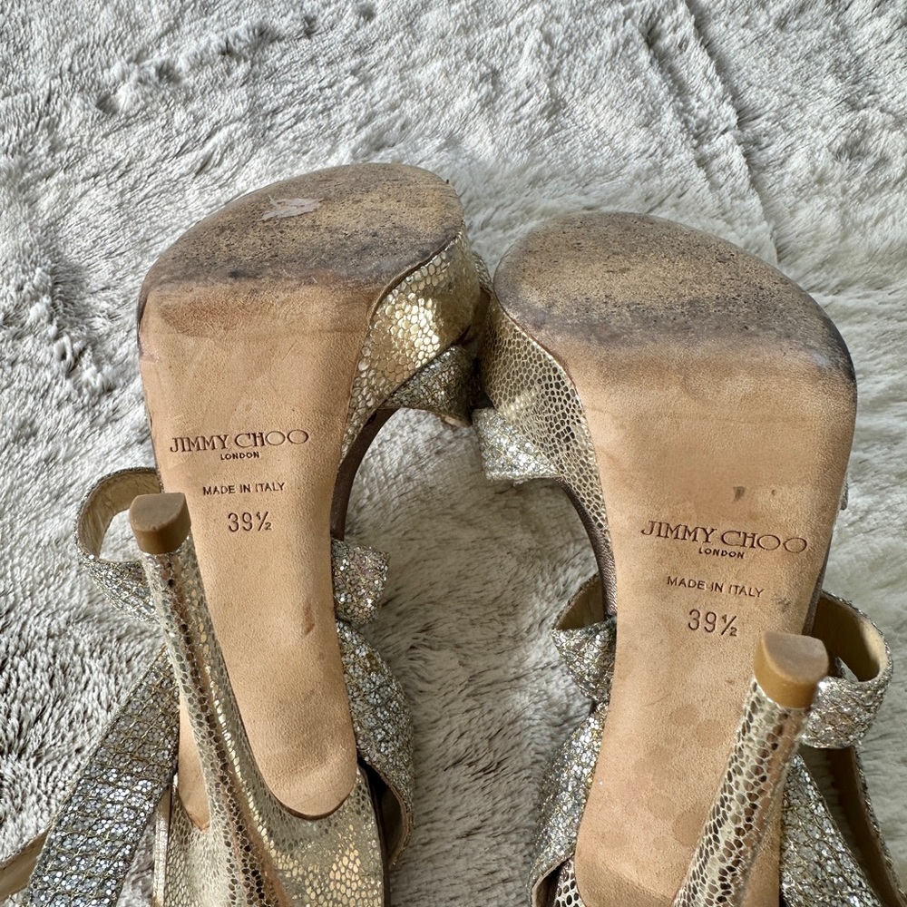Jimmy Choo Vamp Glitter Silver and Gold Platform Heels Size 39.5 - Picture 4 of 7